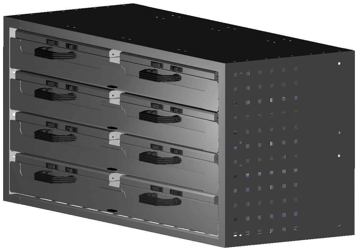 SCHUBKASTEN 1014X483X410 MIT 4 TABLAREN INKL. 4 KOFFER 6623 + 4 KOFFER 6608