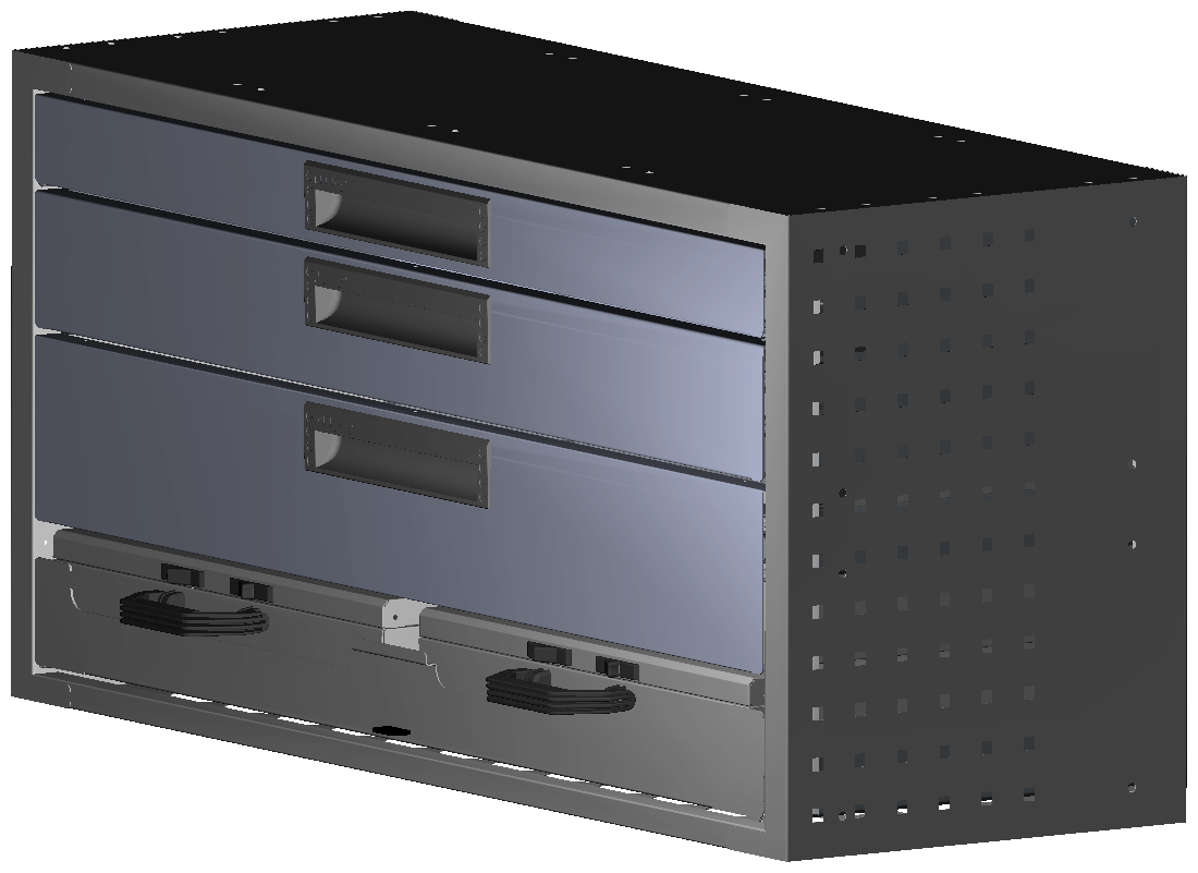 SCHUBKASTEN 1014X483X360 MIT 1 TABLAR INKL. 2 KOFFER 6623 + 1 SCHUBL.H66 + 1 SCHUBL.H100 + 1 SCHUBL.H130