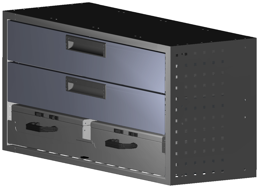 SCHUBKASTEN 1014X483X360 MIT 1 TABLAR INKL. 2 KOFFER 10048 + 2 SCHUBL.H130