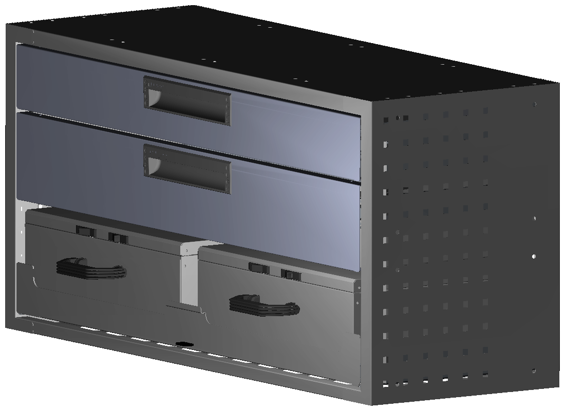 SCHUBKASTEN 1014X483X360 MIT 1 TABLAR INKL. 2 KOFFER 13046 + 1 SCHUBL.H130