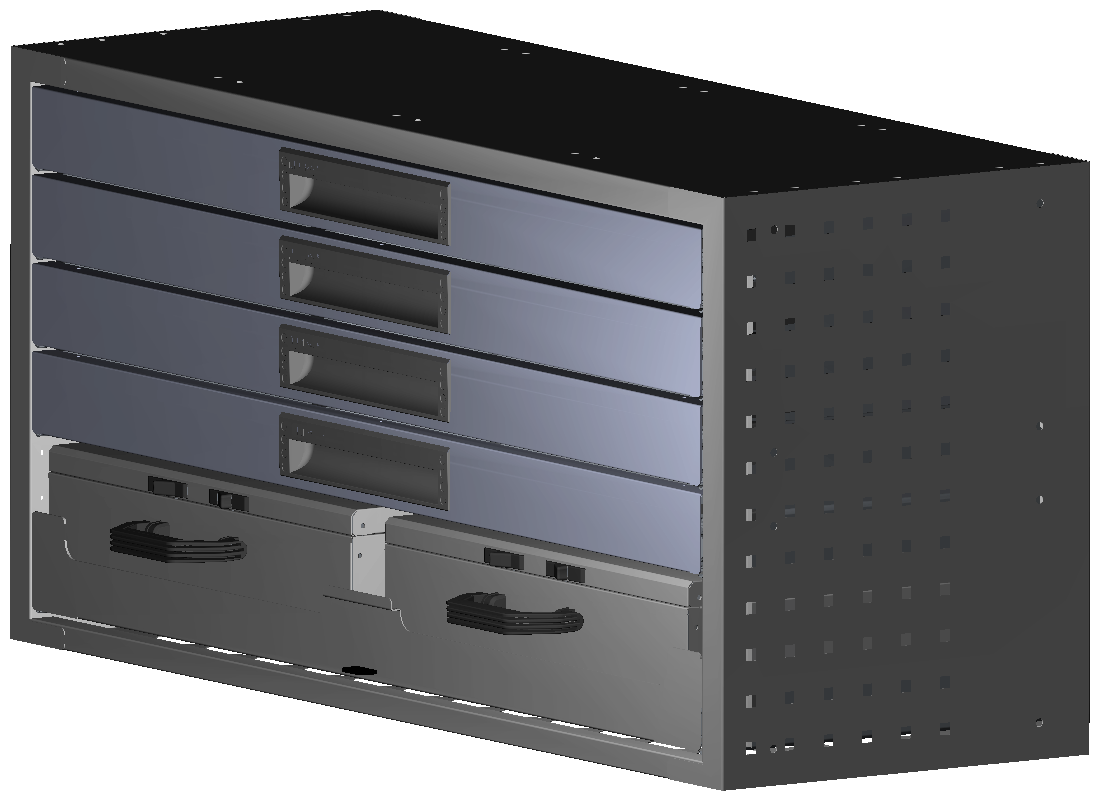 SCHUBKASTEN 1014X483X360 MIT 1 TABLAR INKL. 2 KOFFER 10048 + 4 SCHUBL.H66