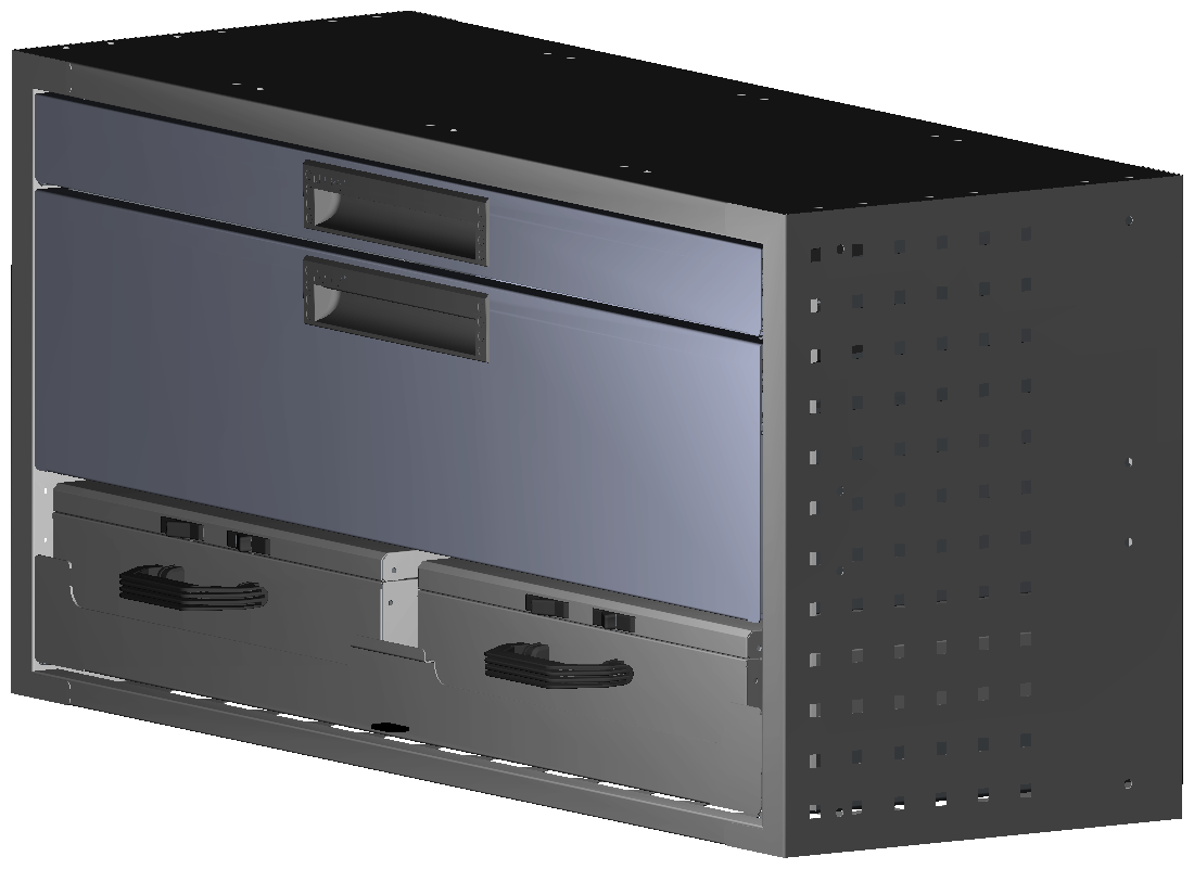 SCHUBKASTEN 1014X483X360 MIT 1 TABLAR INKL. 2 KOFFER 10048 + 1 SCHUBL.H66 + 1 SCHUBL.H200