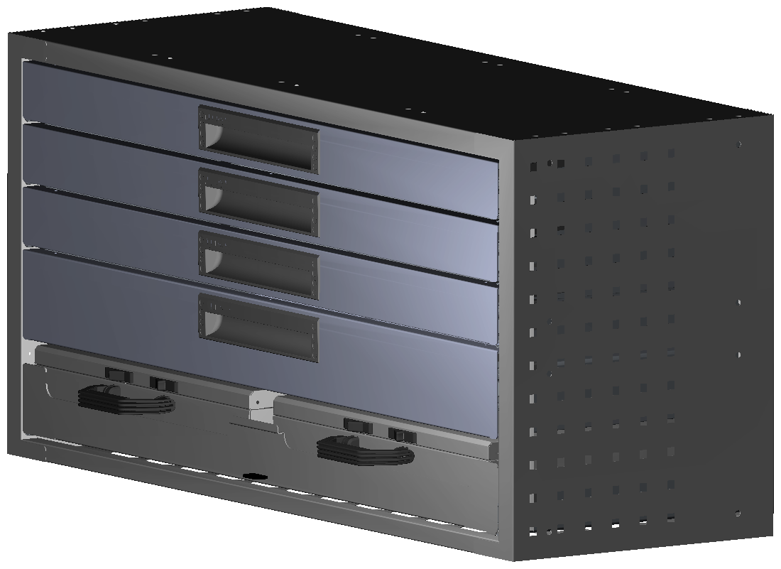 SCHUBKASTEN 1014X483X360 MIT 1 TABLAR INKL. 2 KOFFER 6623 + 3 SCHUBL.H66 + 1 SCHUBL.H100