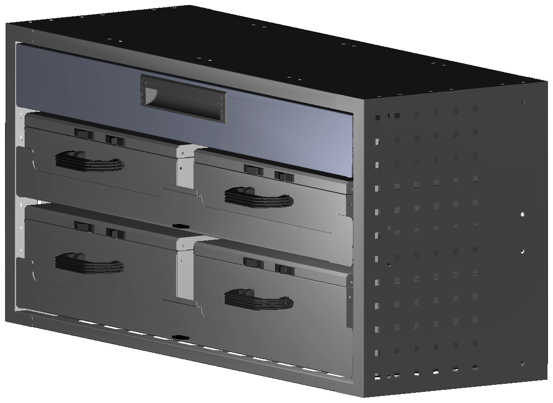 SCHUBKASTEN 1014X483X360 MIT 2 TABLAREN INKL. 2 KOFFER 13046 + 2 KOFFER 10048 + 1 SCHUBL.H100