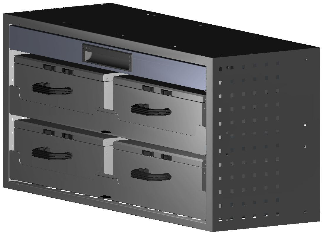 SCHUBKASTEN 1014X483X360 MIT 2 TABLAREN INKL. 2 KOFFER 13044 + 2 KOFFER 13036 + 1 SCHUBL.H66