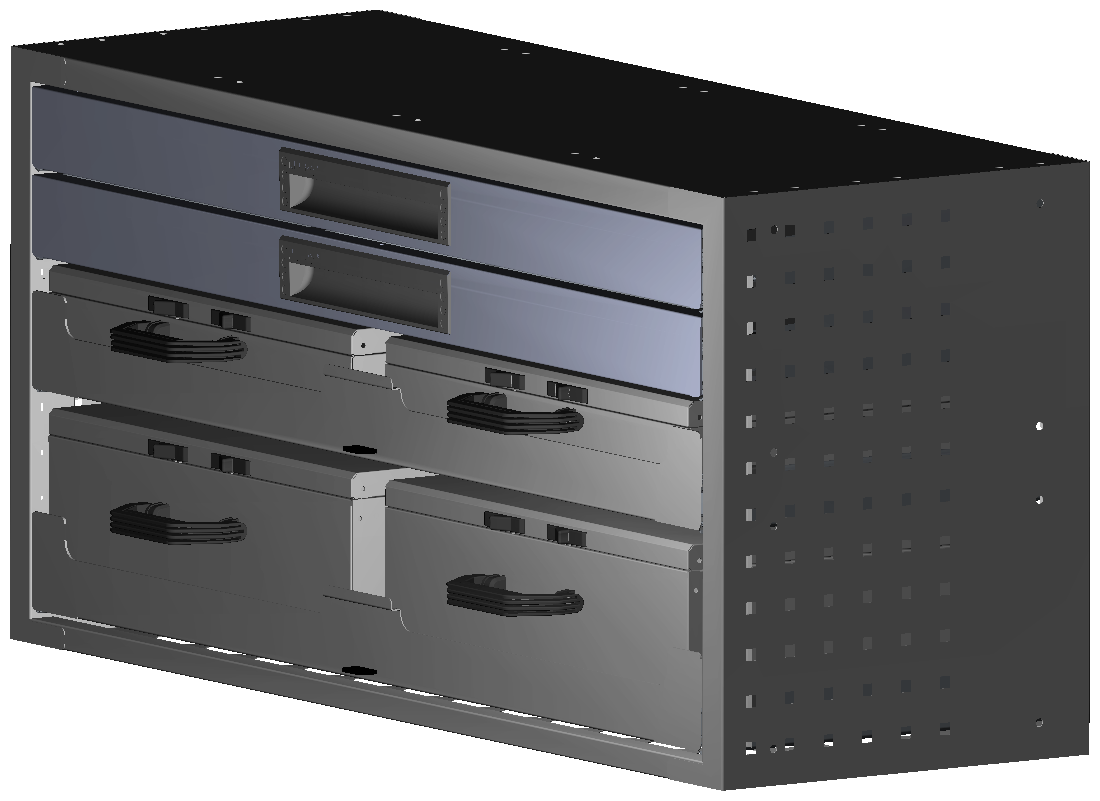SCHUBKASTEN 1014X483X360 MIT 2 TABLAREN INKL. 2 KOFFER 6623 + 2 KOFFER 13036 + 2 SCHUBL.H66
