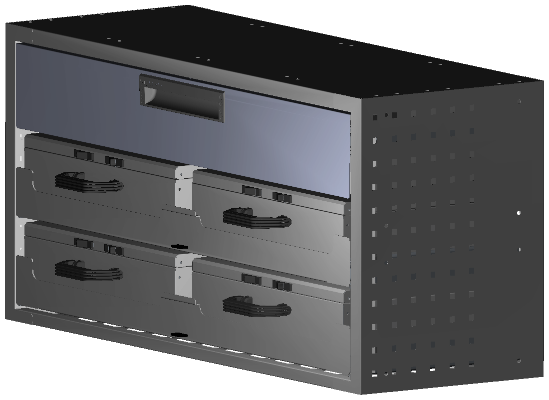 SCHUBKASTEN 1014X483X360 MIT 2 TABLAREN INKL. 2 KOFFER 10048 + 2 KOFFER 10036 + 1 SCHUBL.H130