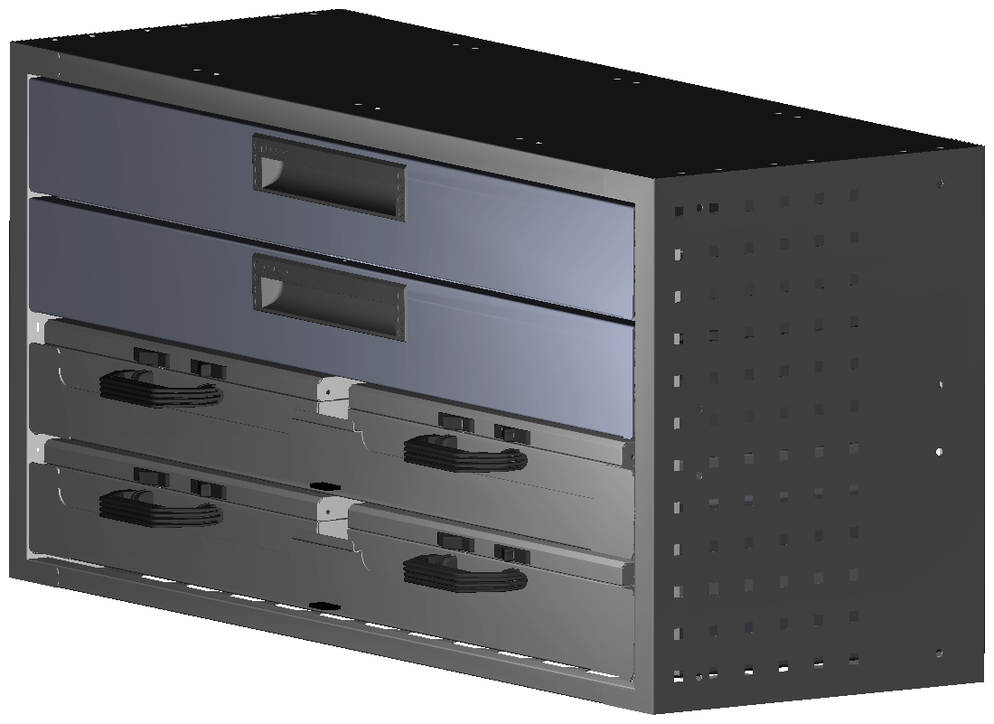 SCHUBKASTEN 1014X483X360 MIT 2 TABLAREN INKL. 2 KOFFER 6623 + 2 KOFFER 6608 + 2 SCHUBL.H100