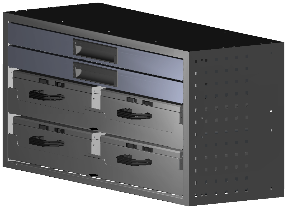 SCHUBKASTEN 1014X483X360 MIT 2 TABLAREN INKL. 2 KOFFER 10059 + 2 KOFFER 10048 + 2 SCHUBL.H66