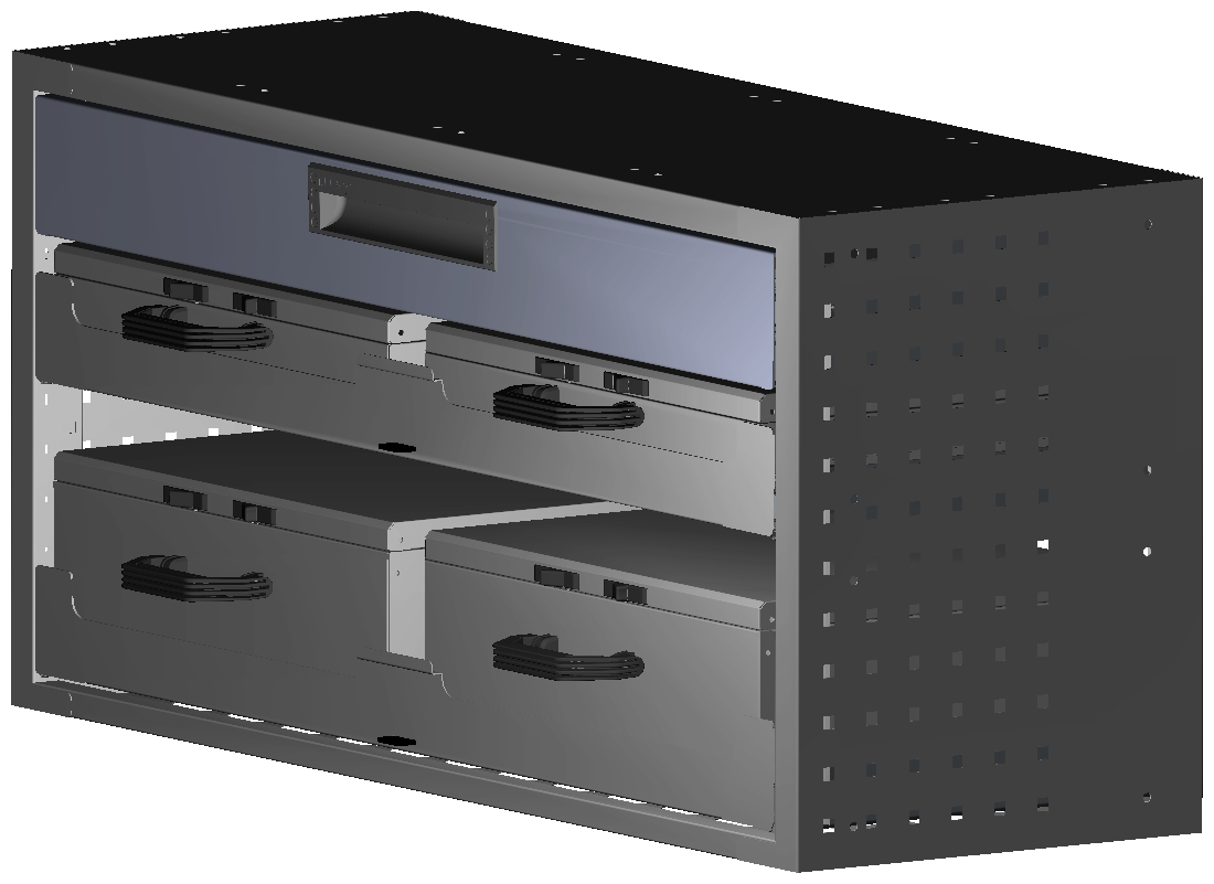 SCHUBKASTEN 1014X483X360 MIT 2 TABLAREN INKL. 2 KOFFER 13030 + 2 KOFFER 6623 + 1 SCHUBL.H100