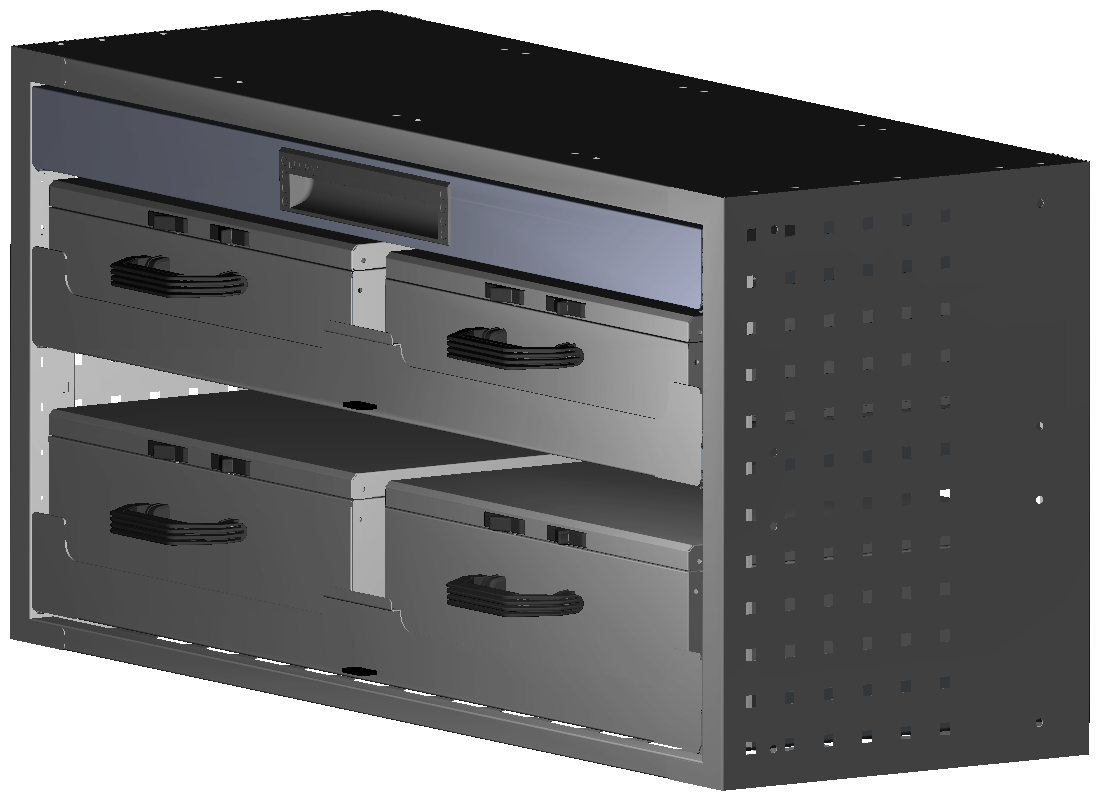 SCHUBKASTEN 1014X483X360 MIT 2 TABLAREN INKL. 2 KOFFER 13044 + 2 KOFFER 10048 + 1 SCHUBL.H66