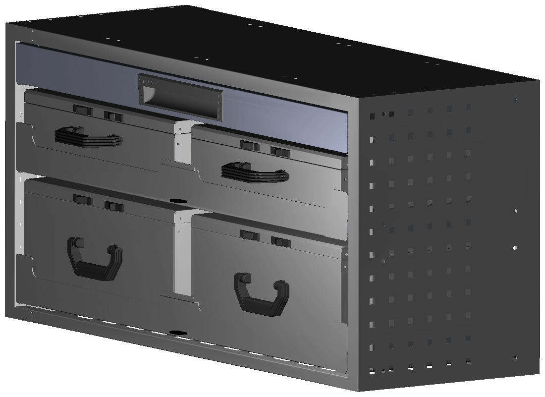 SCHUBKASTEN 1014X483X360 MIT 2 TABLAREN INKL. 2 KOFFER 17300 + 2 KOFFER 10048 + 1 SCHUBL.H66