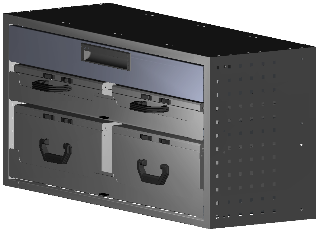 SCHUBKASTEN 1014X483X360 MIT 2 TABLAREN INKL. 2 KOFFER 6623 + 2 KOFFER 17300 + 1 SCHUBL.H100