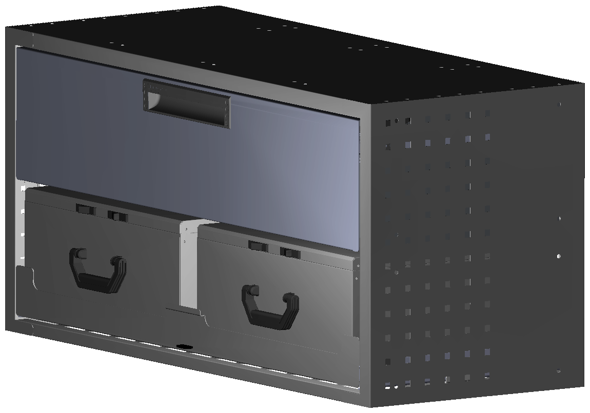 SCHUBKASTEN 1014X483X360 MIT 1 TABLAR INKL. 2 KOFFER 17300 + 1 SCHUBL.H200