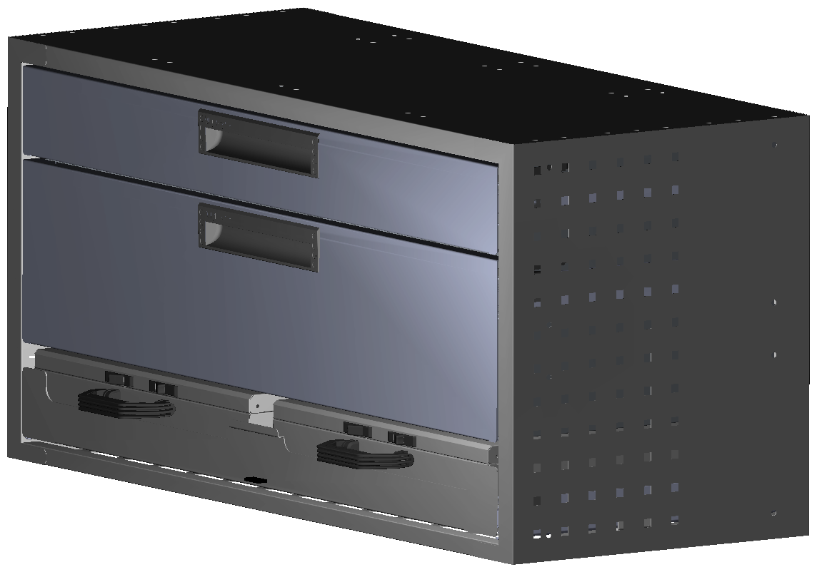 SCHUBKASTEN 1014X483X410 MIT 1 TABLAR INKL. 2 KOFFER 6623 + 1 SCHUBL.H100 + 1 SCHUBL.H200