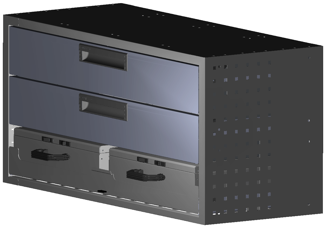 SCHUBKASTEN 1014X483X410 MIT 1 TABLAR INKL. 2 KOFFER 10048 + 2 SCHUBL.H130
