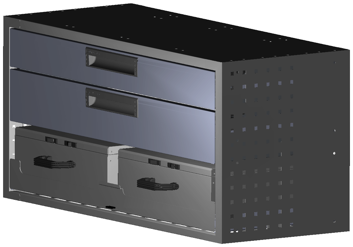 SCHUBKASTEN 1014X483X410 MIT 1 TABLAR INKL. 2 KOFFER 13046 + 1 SCHUBL.H130 + 1 SCHUBL.H100