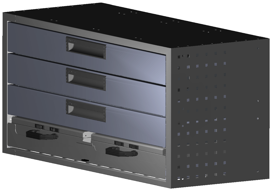 SCHUBKASTEN 1014X483X410 MIT 1 TABLAR INKL. 2 KOFFER 6623 + 3 SCHUBL.H100