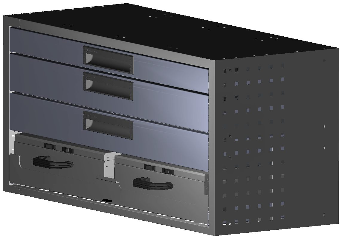 SCHUBKASTEN 1014X483X410 MIT 1 TABLAR INKL. 2 KOFFER 10048 + 2 SCHUBL.H100 + 1 SCHUBL.H66