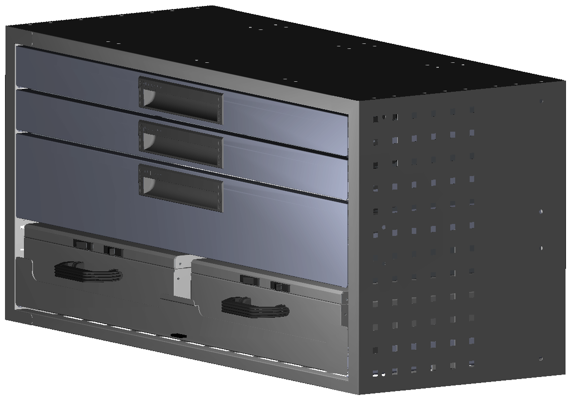 SCHUBKASTEN 1014X483X410 MIT 1 TABLAR INKL. 2 KOFFER 10048 + 2 SCHUBL.H66 + 1 SCHUBL.H130