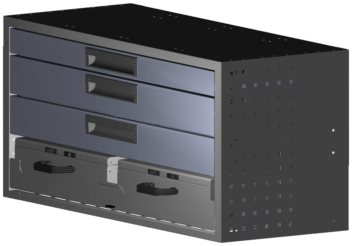 SCHUBKASTEN 1014X483X410 MIT 1 TABLAR INKL. 2 KOFFER 10040 + 1 SCHUBL.H66 + 2 SCHUBL.H100