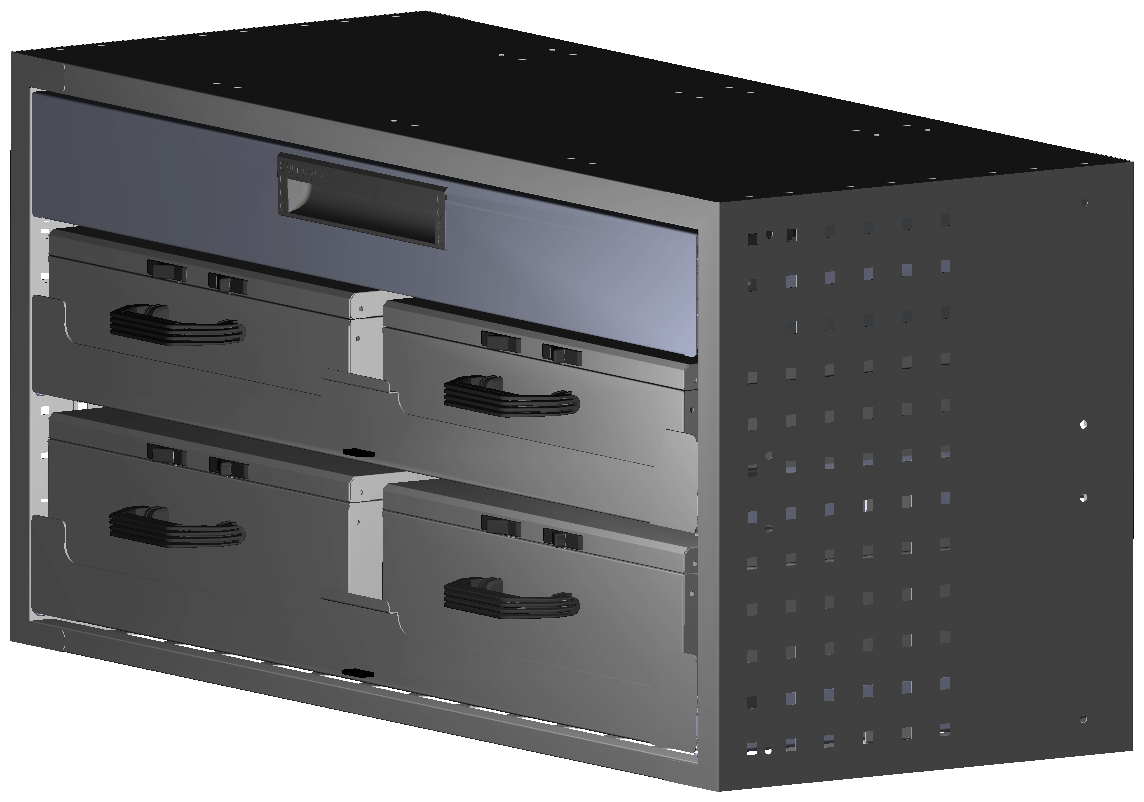 SCHUBKASTEN 1014X483X410 MIT 2 TABLAREN INKL. 2 KOFFER 13046 + 2 KOFFER 10040 + SCHUBL.H100