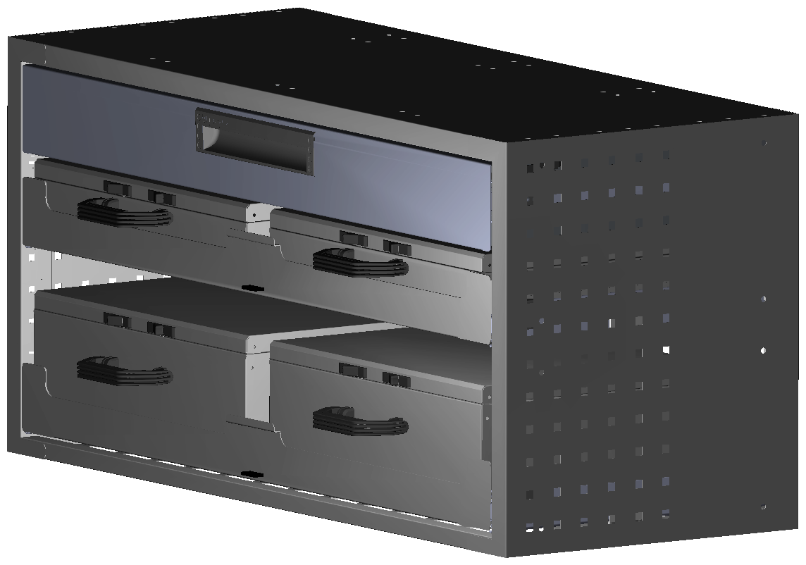 SCHUBKASTEN 1014X483X410 MIT 2 TABLAREN INKL. 2 KOFFER 13030 + 2 KOFFER 6623 + 1 SCHUBL.H100