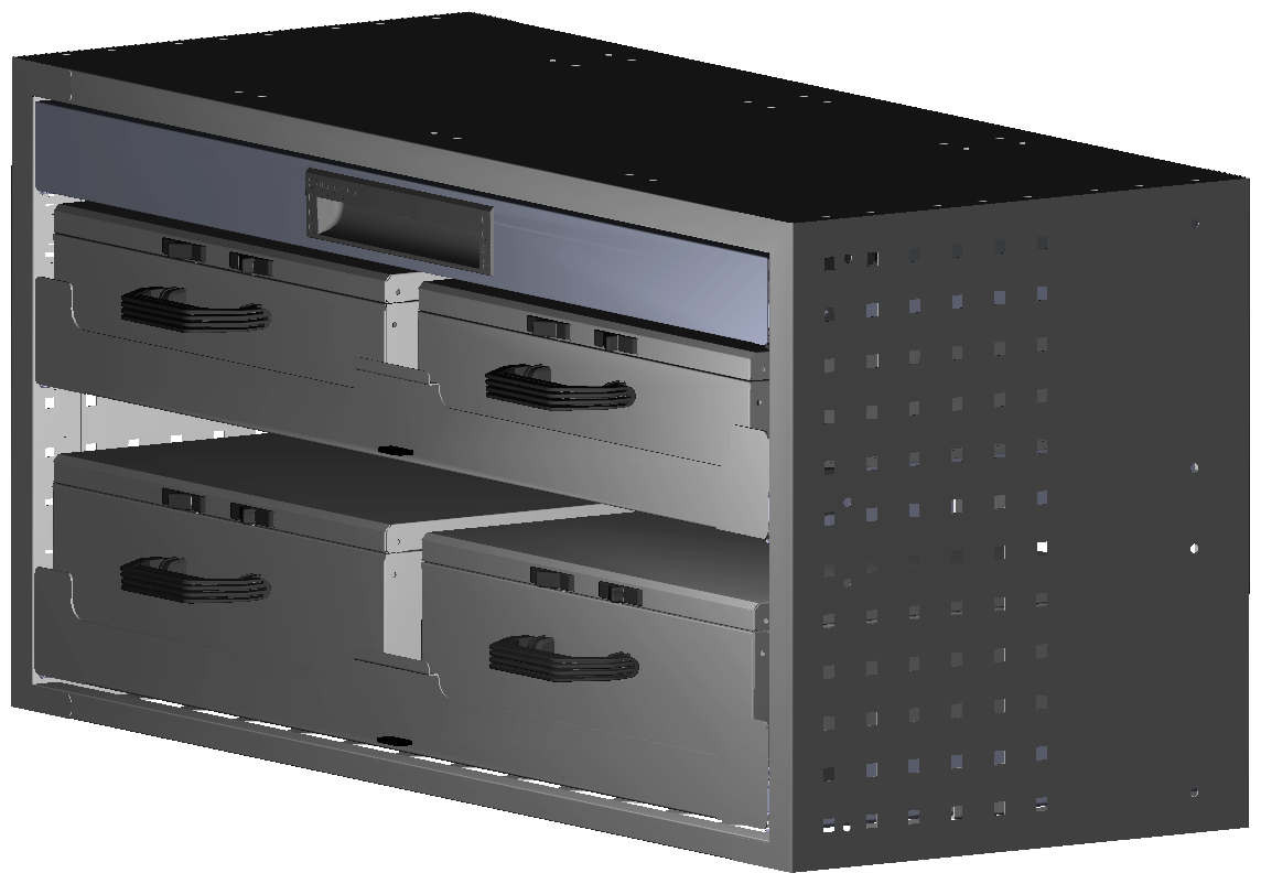 SCHUBKASTEN 1014X483X410 MIT 2 TABLAREN INKL. 2 KOFFER 13044 + 2 KOFFER 10048 + 1 SCHUBL.H66