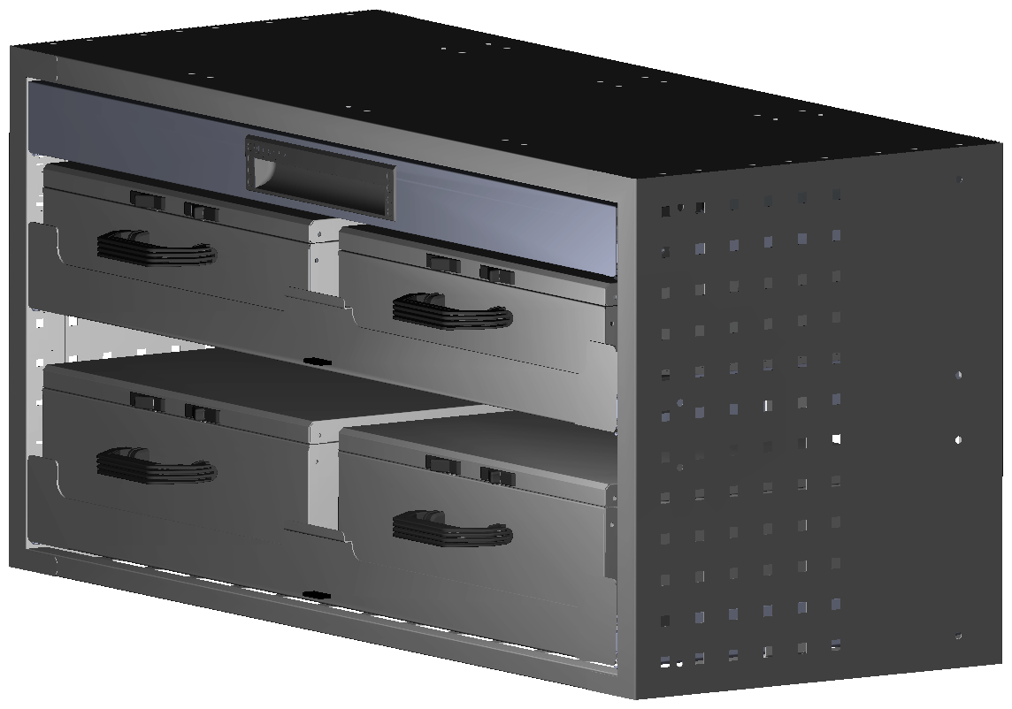 SCHUBKASTEN 1014X483X410 MIT 2 TABLAREN INKL. 2 KOFFER 17300 + 2 KOFFER 10048 + 1 SCHUBL.H66