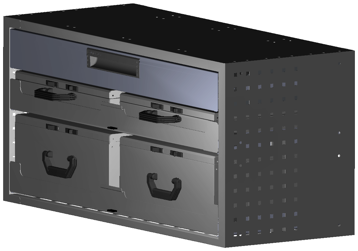 SCHUBKASTEN 1014X483X410 MIT 2 TABLAREN INKL. 2 KOFFER 6623 + 2 KOFFER 17300 + 1 SCHUBL.H100