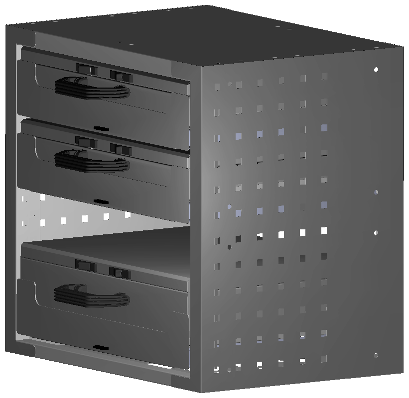 SCHUBKASTEN 507X483X360 MIT 3 TABLAREN INKL. 2 KOFFER 6623 + 1 KOFFER 10036