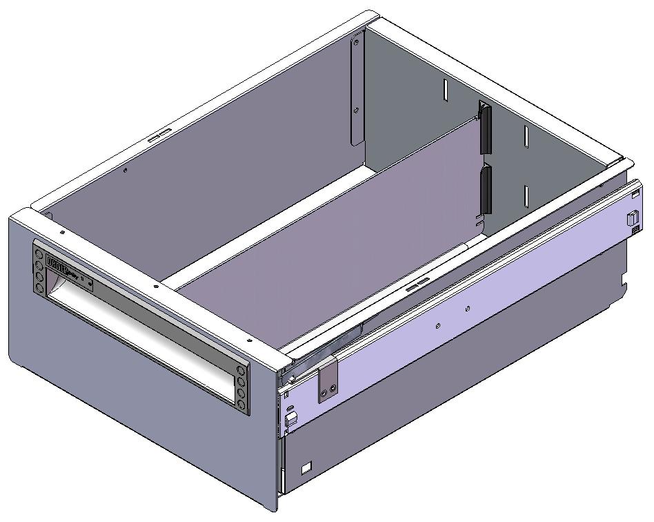 ALU SEITLICHE SCHUBLADE 300X400 H130 MIT 1 TRENNWAND  + ANTIRUTSCHMATTE + SCHIENENPAAR