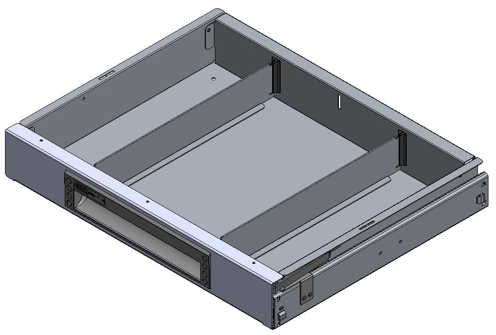 SCHUBLADE 440X350 H66 MIT 2 TRENNWXNDEN + ANTIRUTSCHMATTE + SCHIENENPAAR