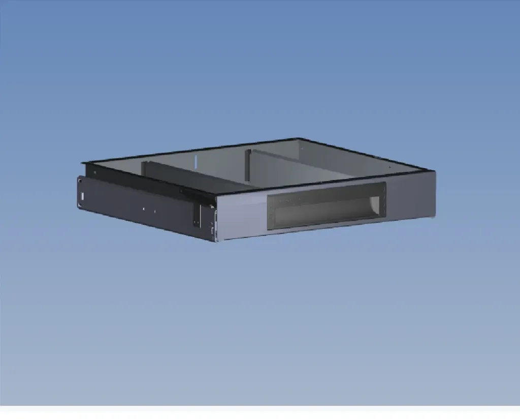 ALU SCHUBLADE 440X400 H66 MIT 2 TRENNWXNDEN  + ANTIRUTSCHMATTE + SCHIENENPAAR