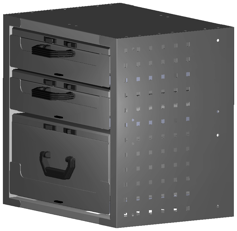 SCHUBKASTEN 507X483X360 MIT 3 TABLAREN INKL. 2 KOFFER 6623 + 1 KOFFER 17300