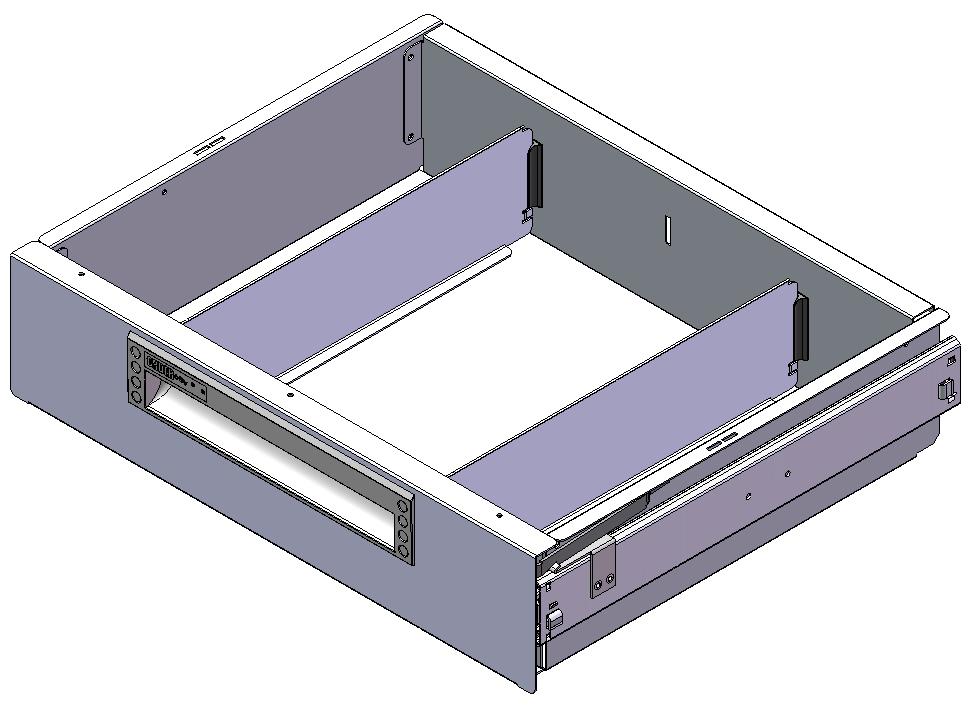 SCHUBLADE 440X350 H100 MIT 2 TRENNWXNDEN + ANTIRUTSCHMATTE + SCHIENENPAAR