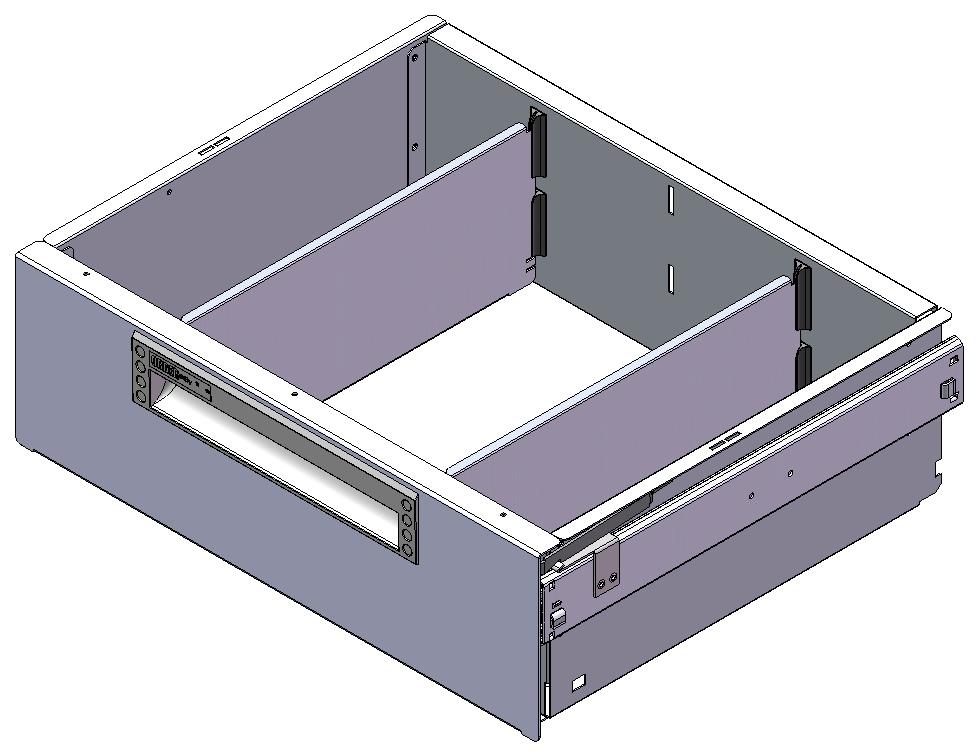 SCHUBLADE 440X350 H130 MIT 2 TRENNWXNDEN + ANTIRUTSCHMATTE + SCHIENENPAAR