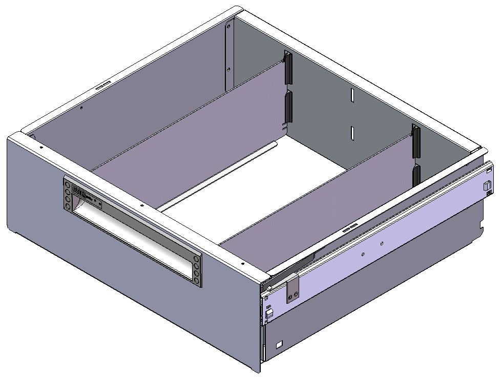 SCHUBLADE 440X400 H130 MIT 2 TRENNWXNDEN  + ANTIRUTSCHMATTE + SCHIENENPAAR