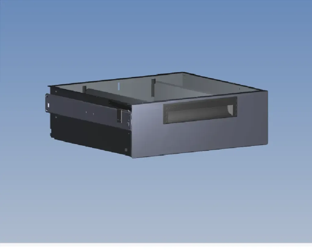 ALU SCHUBLADE 440X400 H130 MIT 2 TRENNWXNDEN  + ANTIRUTSCHMATTE + SCHIENENPAAR