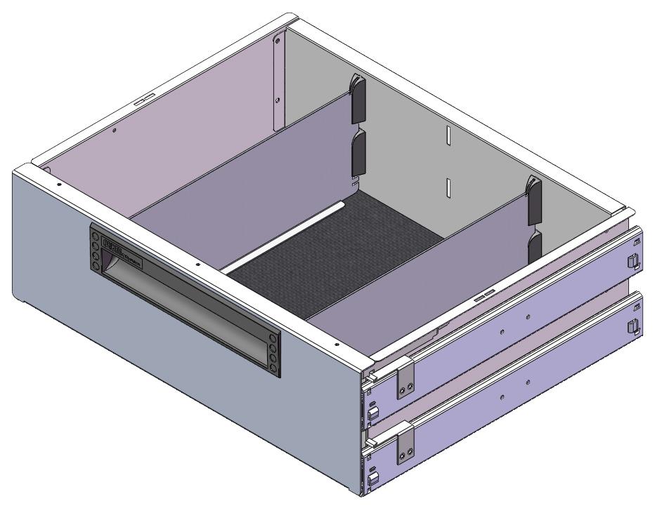 SCHUBLADE 440X350 H130 MIT 2 TRENNWXNDEN + ANTIRUTSCHMATTE + 2 SCHIENEN PAAR