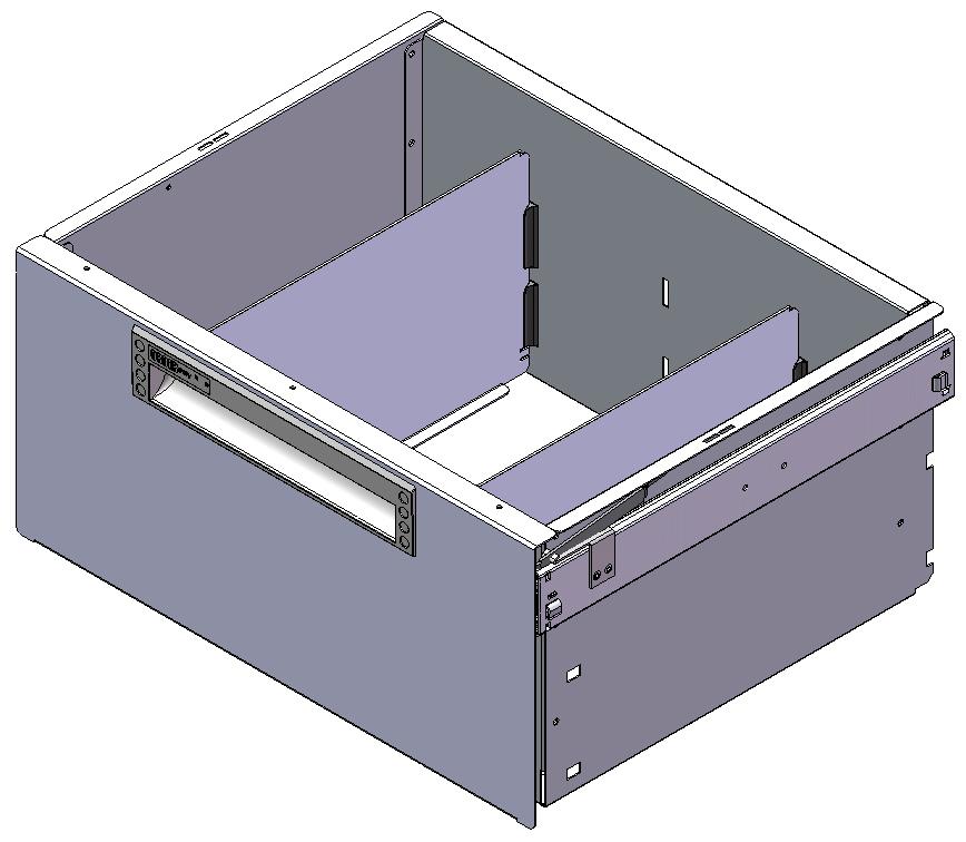 SCHUBLADE 440X350 H200 MIT 2 TRENNWXNDEN + ANTIRUTSCHMATTE + SCHIENENPAAR