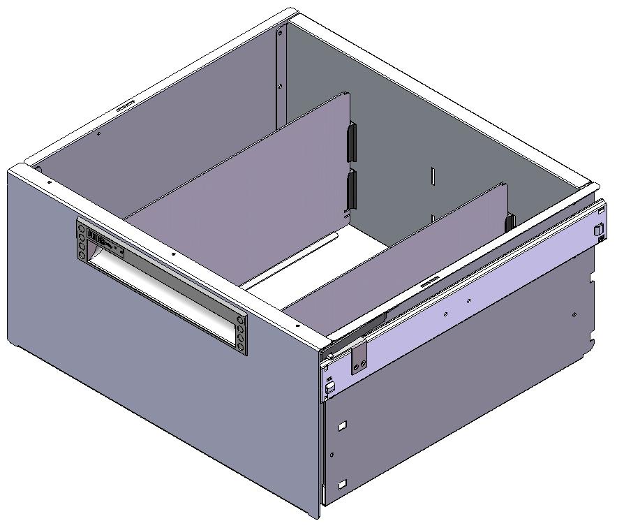 SCHUBLADE 440X400 H200 MIT 2 TRENNWXNDEN  + ANTIRUTSCHMATTE + SCHIENENPAAR