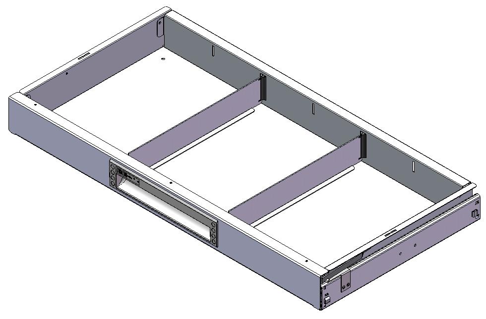 SCHUBLADE 715X350 H66 MIT 2 TRENNWXNDEN  + ANTIRUTSCHMATTE + SCHIENENPAAR