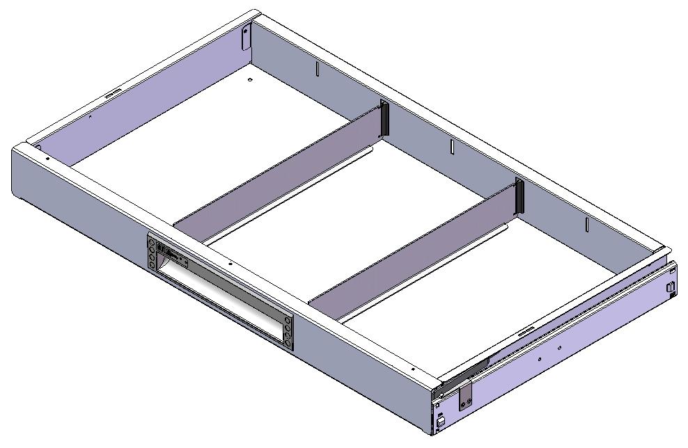 SCHUBLADE 715X400 H66 MIT 2 TRENNWXNDEN  + ANTIRUTSCHMATTE + SCHIENENPAAR
