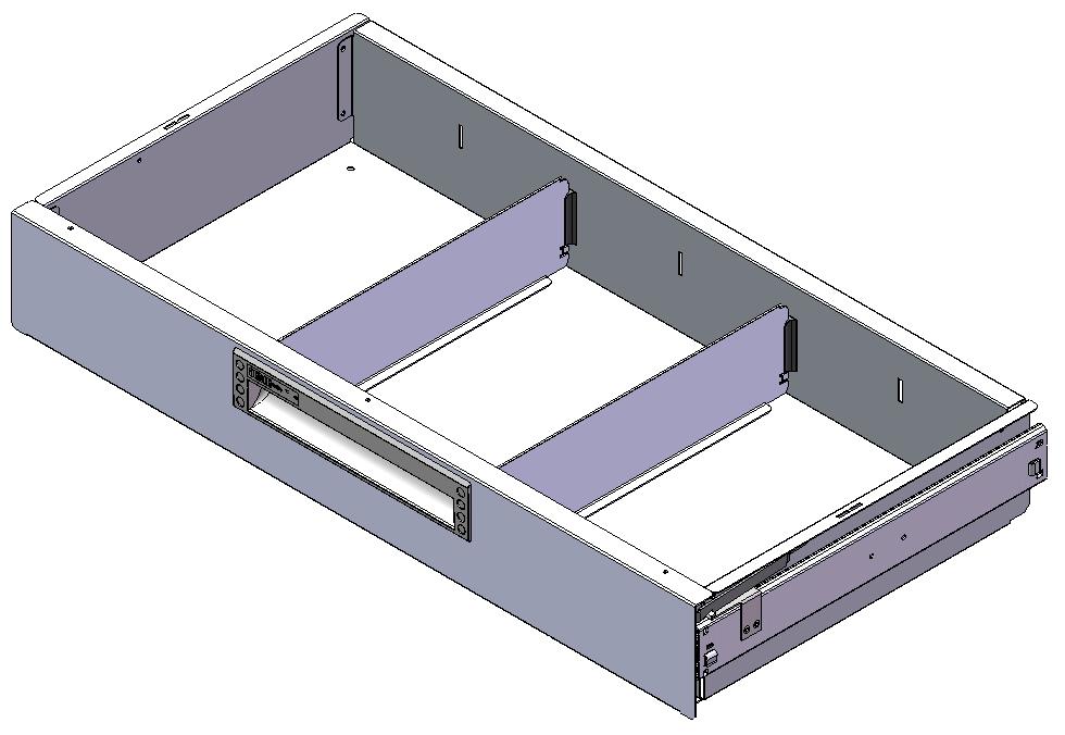 SCHUBLADE 715X350 H100 MIT 2 TRENNWXNDEN  + ANTIRUTSCHMATTE + SCHIENENPAAR
