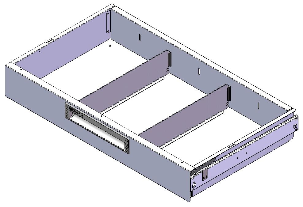 SCHUBLADE 715X400 H100 MIT 2 TRENNWXNDEN  + ANTIRUTSCHMATTE + SCHIENENPAAR