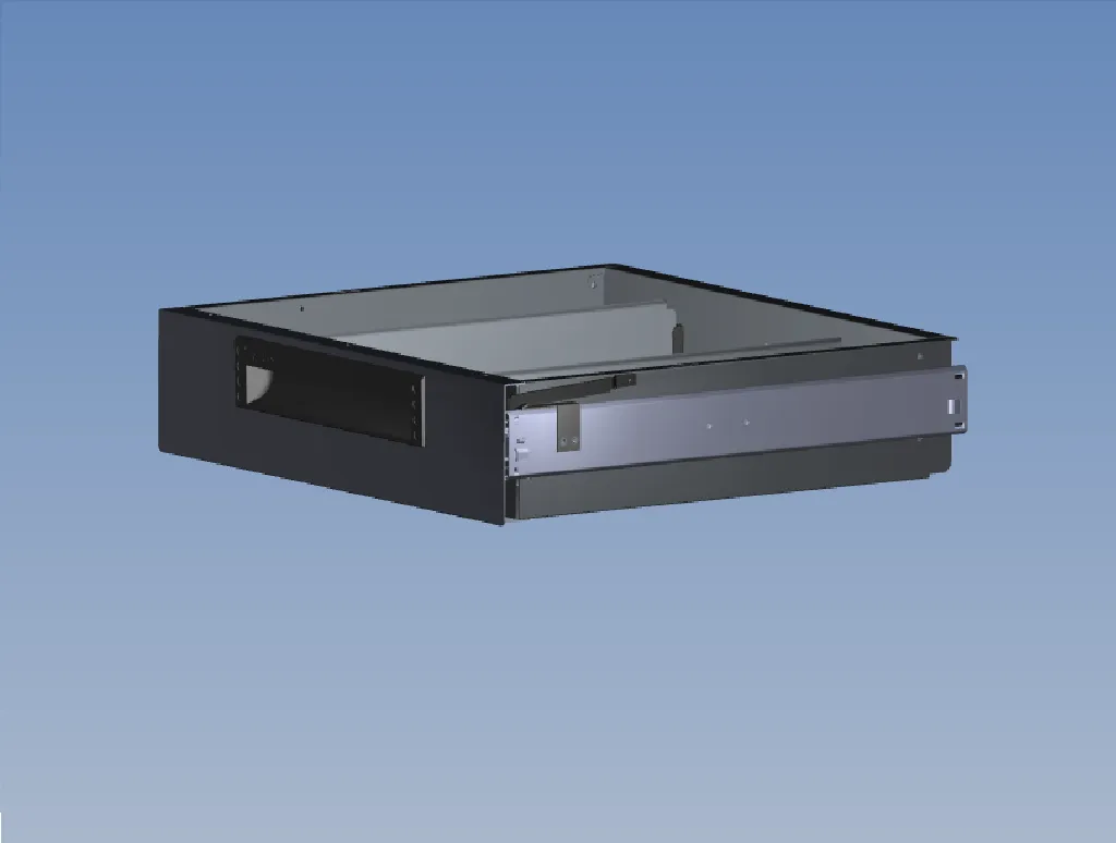 ALU SCHUBLADE 715X400 H100 MIT 2 TRENNWXNDEN  + ANTIRUTSCHMATTE + SCHIENENPAAR