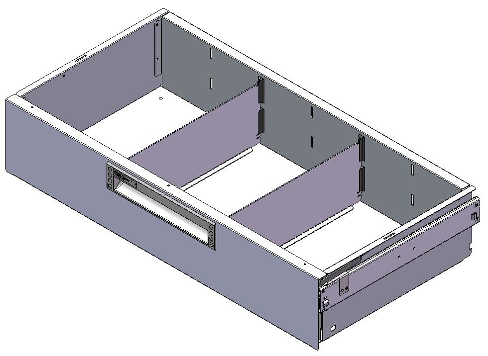 SCHUBLADE 715X350 H130 MIT 2 TRENNWXNDEN  + ANTIRUTSCHMATTE + SCHIENENPAAR