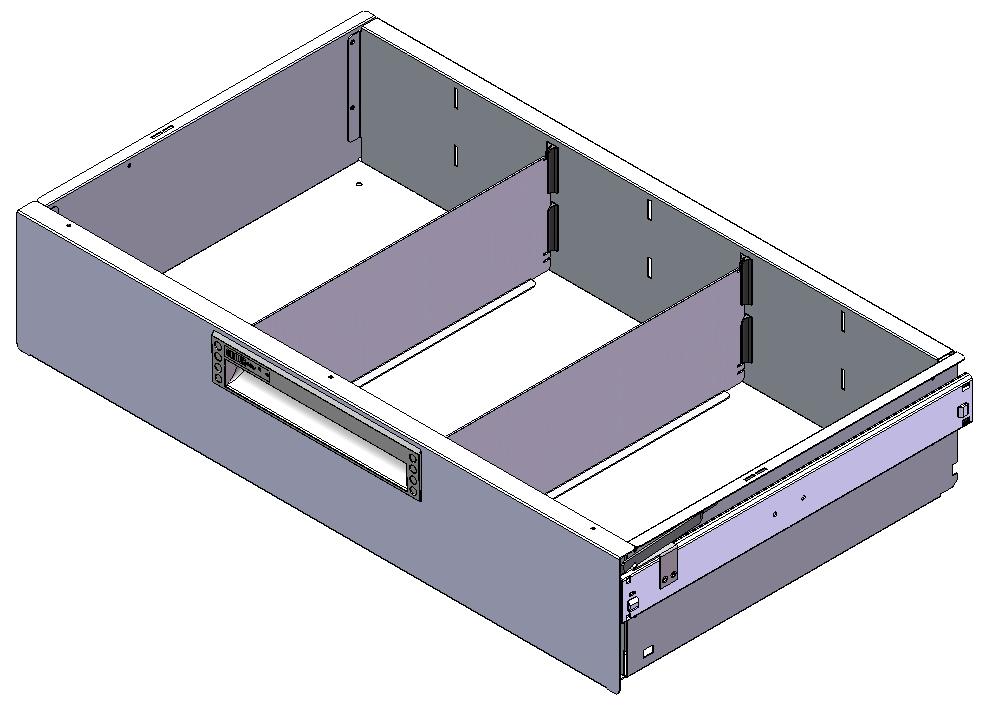 SCHUBLADE 715X400 H130 MIT 2 TRENNWXNDEN  + ANTIRUTSCHMATTE + SCHIENENPAAR