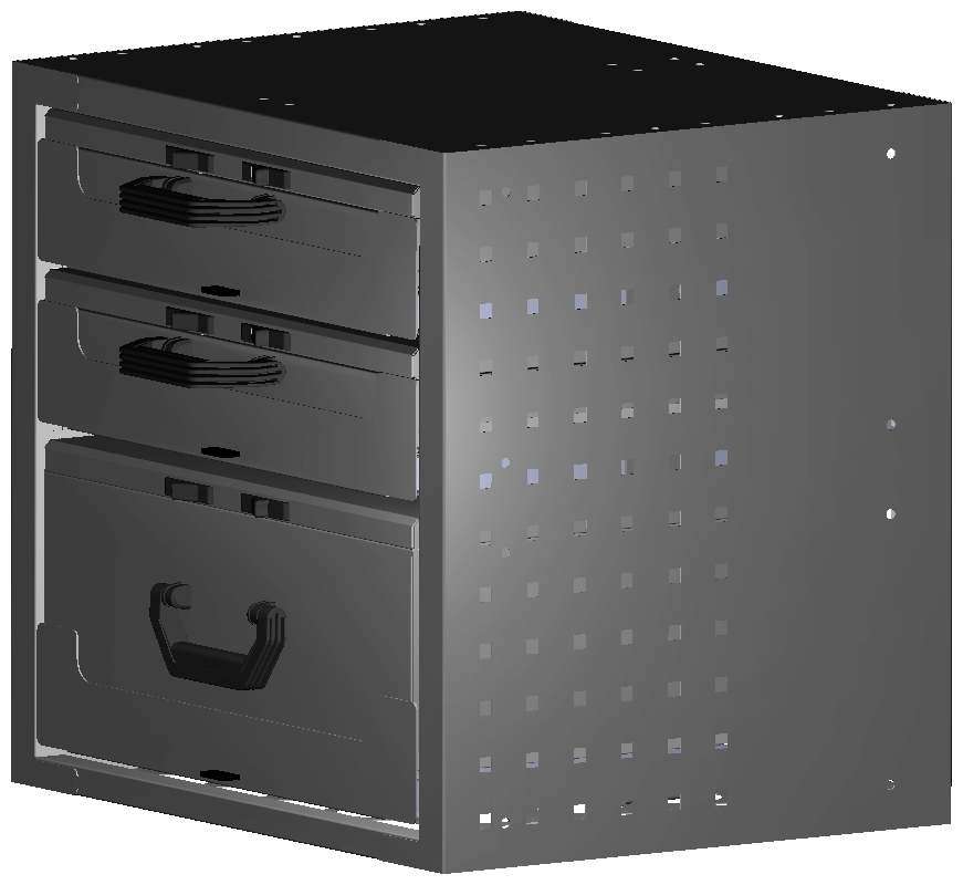 SCHUBKASTEN 507X483X410 MIT 3 TABLAREN INKL. 2 KOFFER 6623 + 1 KOFFER 17300